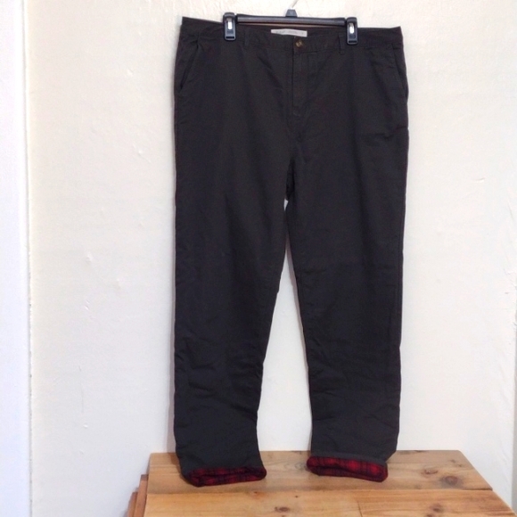 Woolrich Army Green High Waisted Flannel Lined Pants Size 16 W 38" L 32" - Picture 1 of 12